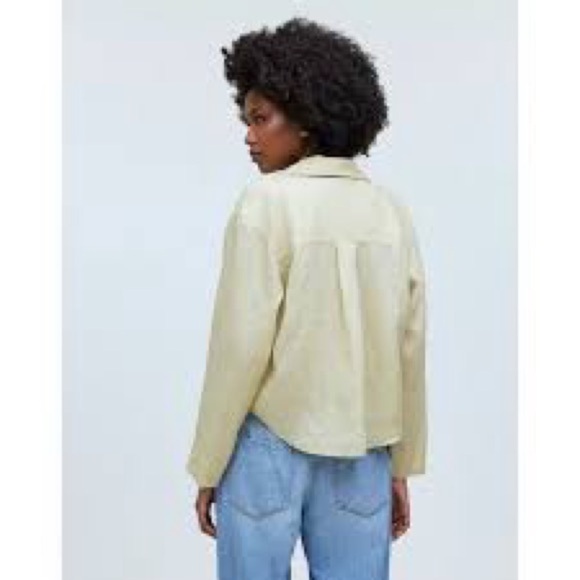 Madewell Resort Long Sleeve Shirt in Paqle Lichen 100% Ramie - Picture 3 of 12